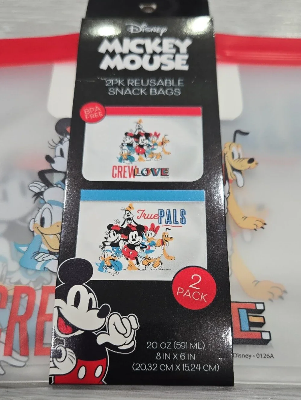 Disney Mickey Mouse Reusable Snack Bags - Red Zip Top (2-Pack)